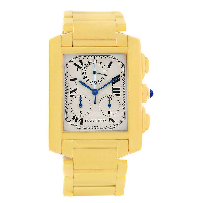 Cartier Tank Francaise Chronograph 18K Yellow Gold Watch W50005R2 SwissWatchExpo