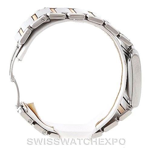 The image shows a side view of the Cartier Tank Francaise W51005Q4 Men
s Steel and Gold (two tone) Silver Dial W51005Q4 Men
s Steel and Gold (two tone) Silver Dial watch focusing on its bracelet and case.