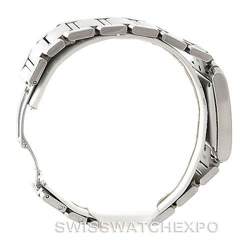 The image displays a side profile view of a Cartier Tank Francaise W51002Q3 Men
s Stainless Steel Silver Dial W51002Q3 Men
s Stainless Steel Silver Dial watch, highlighting its stainless steel bracelet and case.