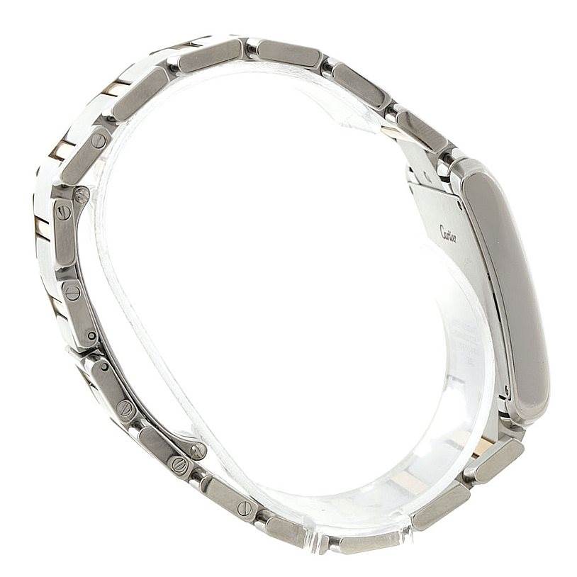 The image shows a side view of the band of a Cartier Tank Francaise W51004Q4 Men's Steel and Gold (two tone) Silver Dial W51004Q4 Men's Steel and Gold (two tone) Silver Dial watch.