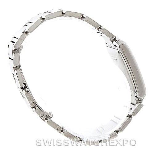 The image shows a side view of the Cartier Tank Francaise W51002Q3 Men's Stainless Steel Silver Dial W51002Q3 Men's Stainless Steel Silver Dial watch, highlighting its link bracelet and case profile.