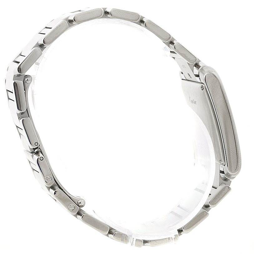 The image shows a side view of the Cartier Tank Francaise W51002Q3 Men
s Stainless Steel Silver Dial W51002Q3 Men
s Stainless Steel Silver Dial watch, highlighting the bracelet and case.