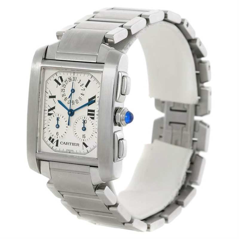 Cartier Tank Francaise Chronoflex Stainless Steel Watch W51001Q3 SwissWatchExpo