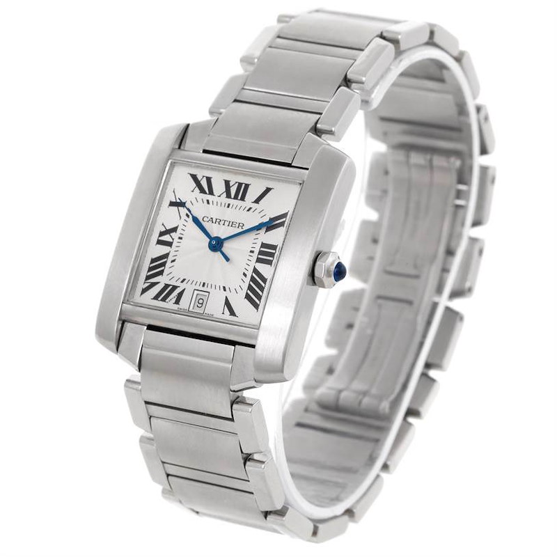 Cartier Tank Francaise Large Stainless Steel Mens Watch W51002Q3 SwissWatchExpo