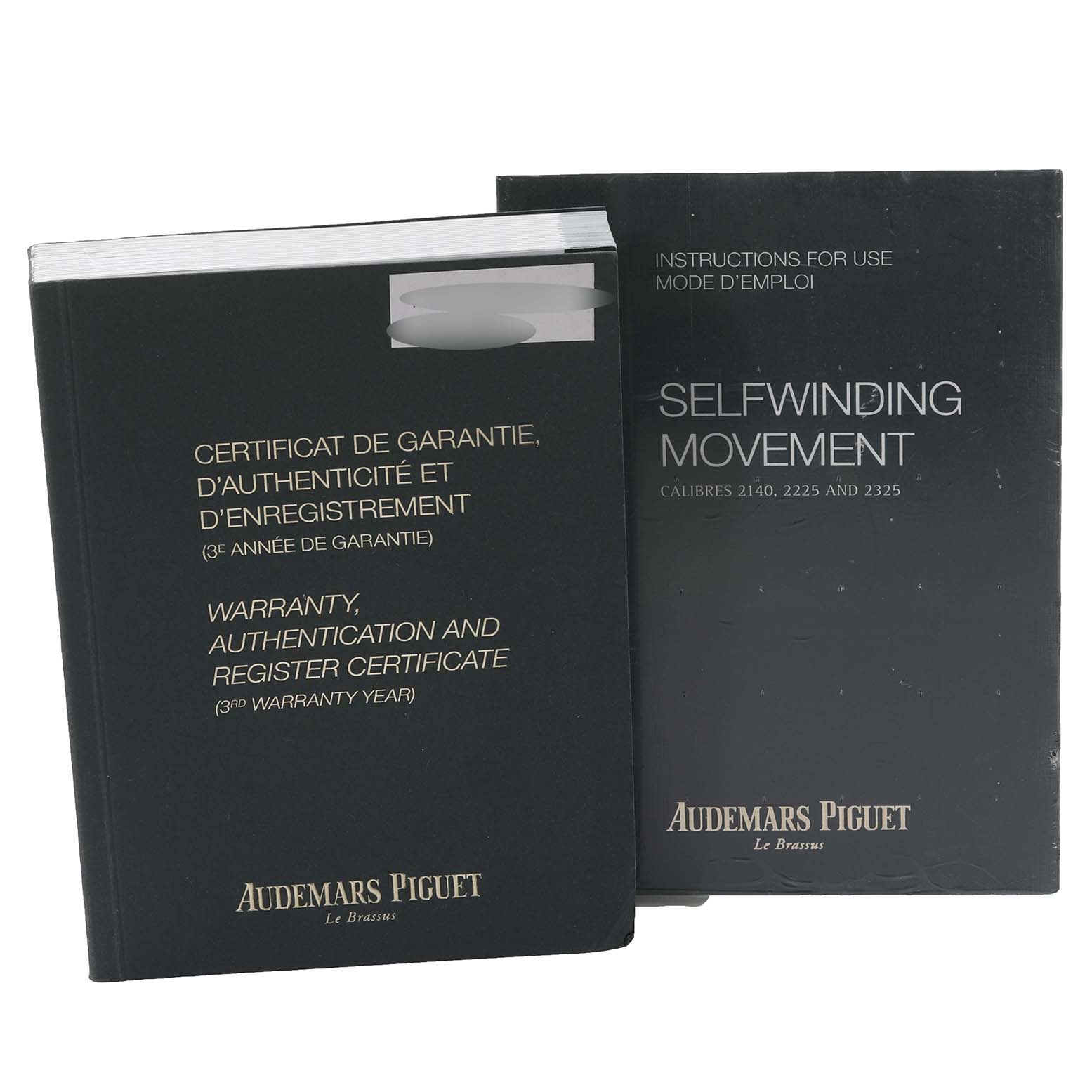 The image shows the warranty certificate and instruction manual for the Audemars Piguet Millenary 77301ST Women's Stainless Steel Pink Dial 77301ST Women's Stainless Steel Pink Dial model watch.