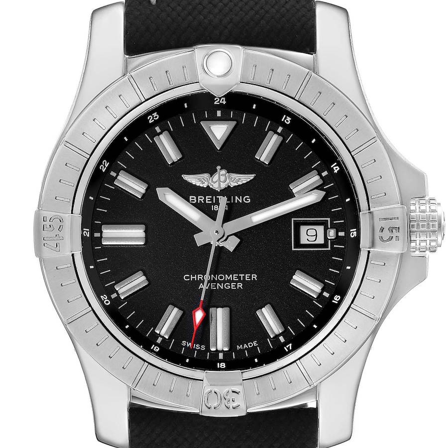 Breitling Avenger Black Dial Steel Mens Watch A17318 Box Card SwissWatchExpo