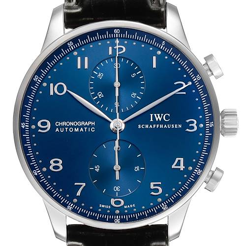 Photo of IWC Portugieser Classic Blue Dial Steel Mens Watch IW371491 Box Card