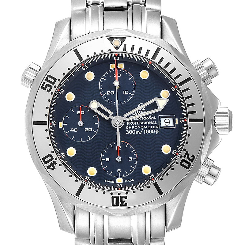 Omega Seamaster Blue Dial Chronograph Steel Mens Watch 2598.80.00 SwissWatchExpo