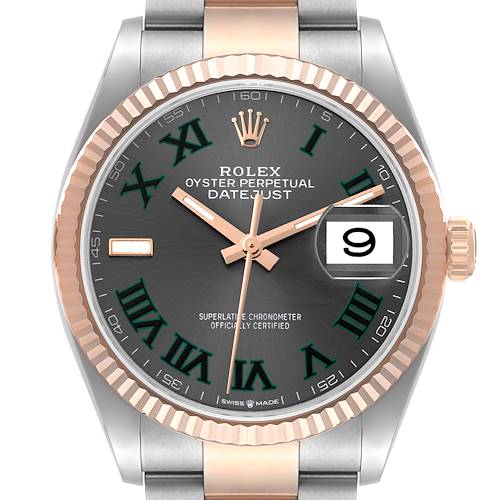 Photo of Rolex Datejust 36 Wimbledon Dial Steel EverRose Gold Watch 126231 Box Card