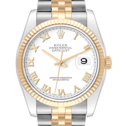 Photo of Rolex Datejust Steel Yellow Gold White Dial Mens Watch 116233