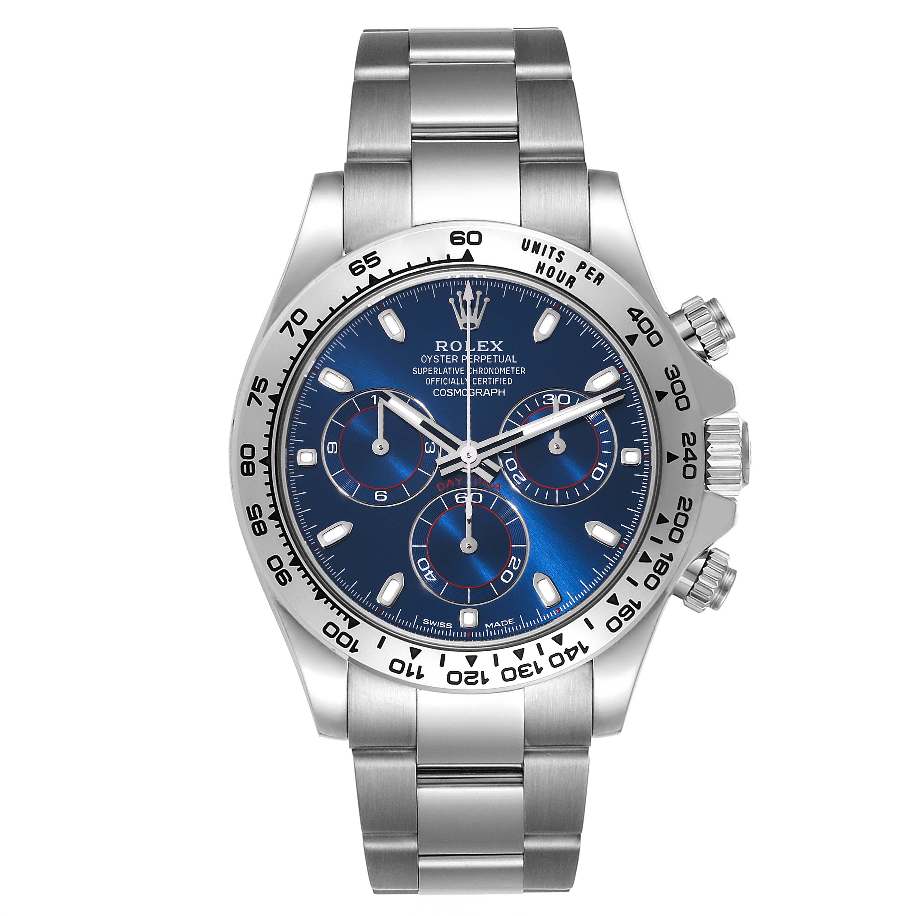 Rolex Daytona Blue Dial White Gold Chronograph Mens Watch 116509 Box ...