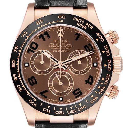 Photo of Rolex Daytona Rose Gold Brown Dial Leather Strap Mens Watch 116515