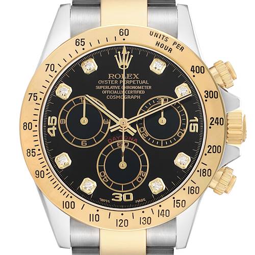 Photo of Rolex Daytona Steel Yellow Gold Black Diamond Dial Mens Watch 116523