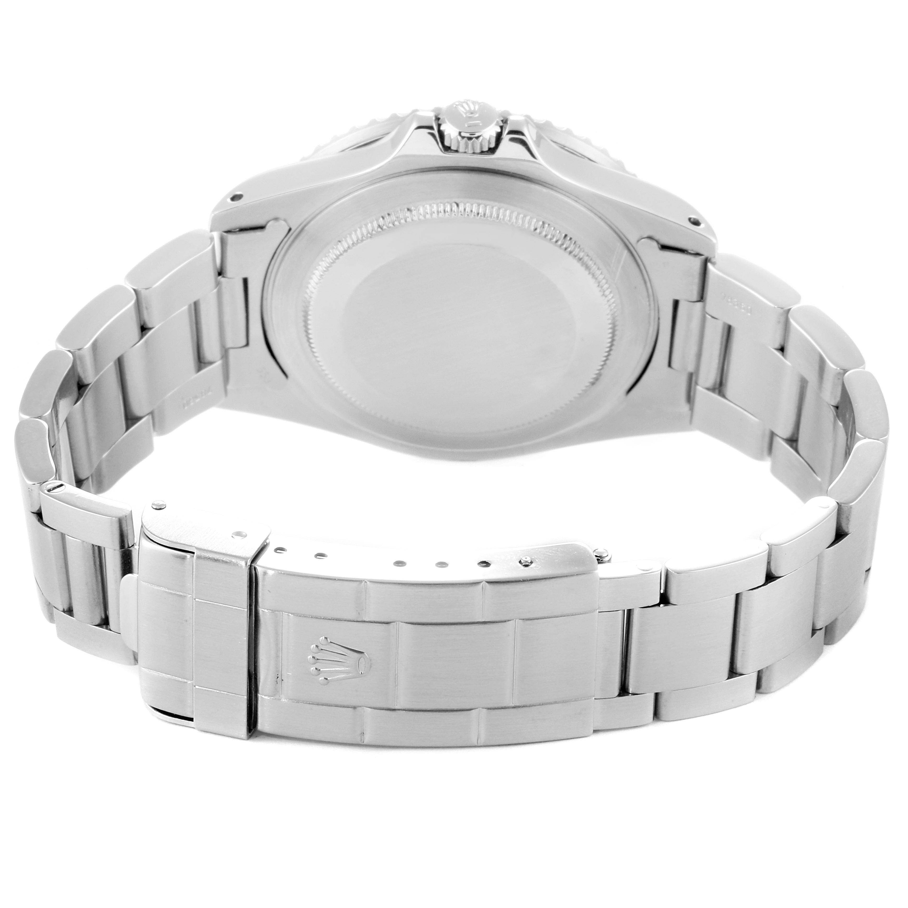 The image shows the back view of the Rolex GMT-Master 16700 Men's Stainless Steel Black Dial 16700 Men's Stainless Steel Black Dial watch, highlighting its clasp and bracelet.