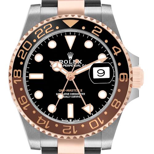 Photo of Rolex GMT Master II Steel Rose Gold Root Beer Bezel Mens Watch 126711 Box Card