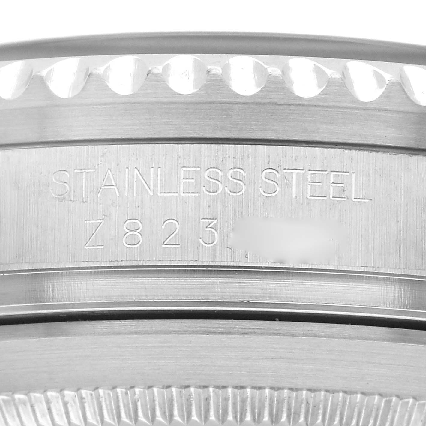 The image shows a close-up of the Rolex Sea-Dweller 16600 Men's Stainless Steel Black Dial 16600 Men's Stainless Steel Black Dial's side, focusing on the stainless steel case with visible engraving.