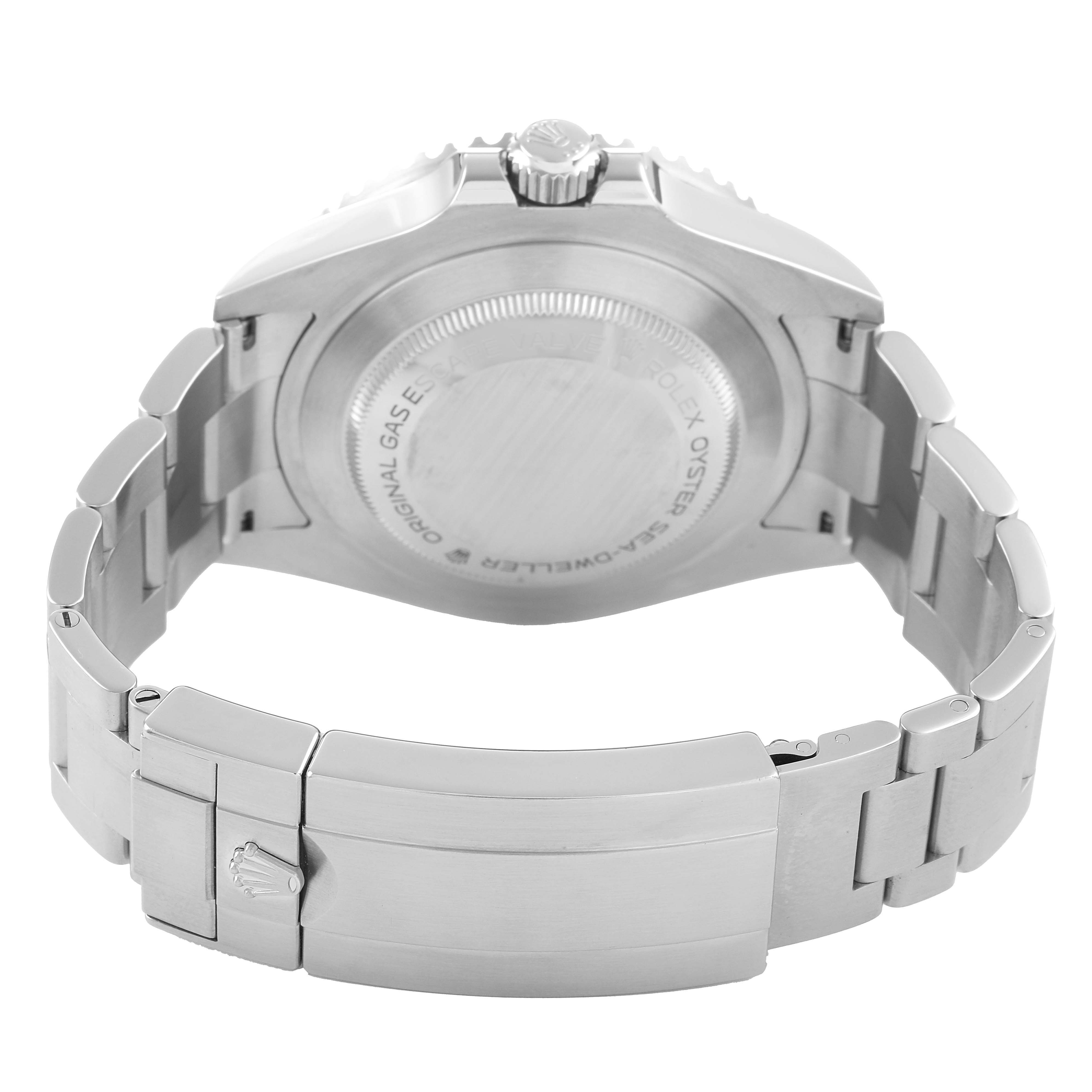 The image shows the back and bracelet clasp of a Rolex Sea-Dweller 126600 Men's Stainless Steel Black Dial watch at a rear angle.