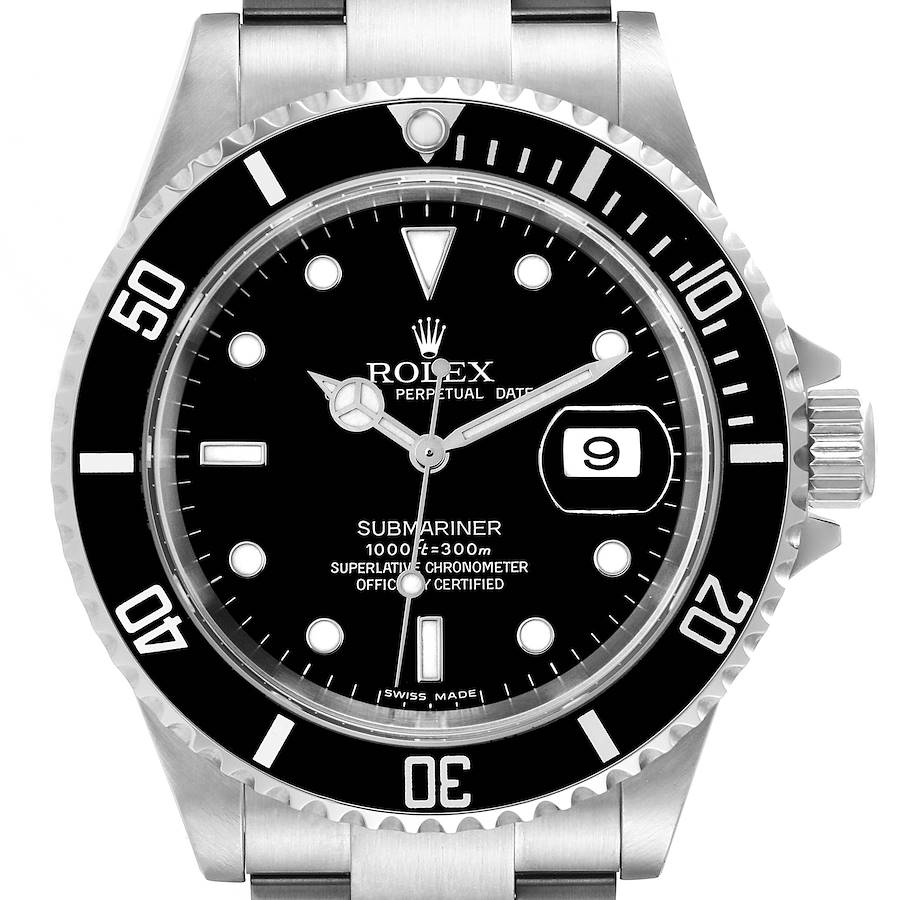 Rolex Submariner Date 40mm Black Dial Steel Mens Watch 16610 Box Card SwissWatchExpo