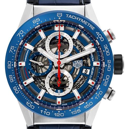 Photo of Tag Heuer Carrera Skeleton Dial Chronograph Steel Mens Watch CAR201T Box Card