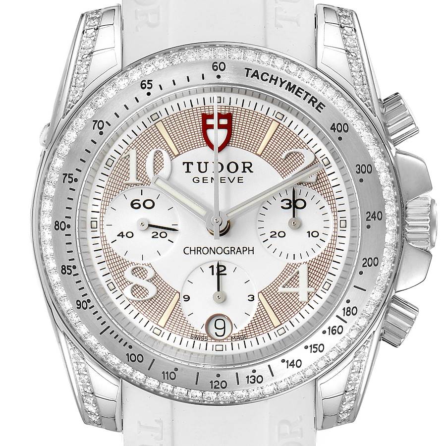 Tudor Grantour White Strap Steel Diamond Unisex Watch 20310 Unworn SwissWatchExpo