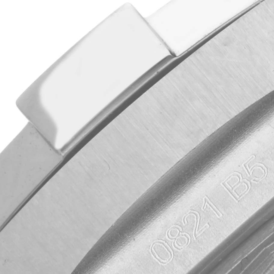 This close-up image shows the side profile of the case and clasp of a Breitling Avenger A17318 Men's Stainless Steel Black Dial A17318 Men's Stainless Steel Black Dial model watch.