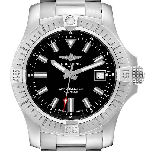 Photo of Breitling Avenger Black Dial Steel Mens Watch A17318 Box Card