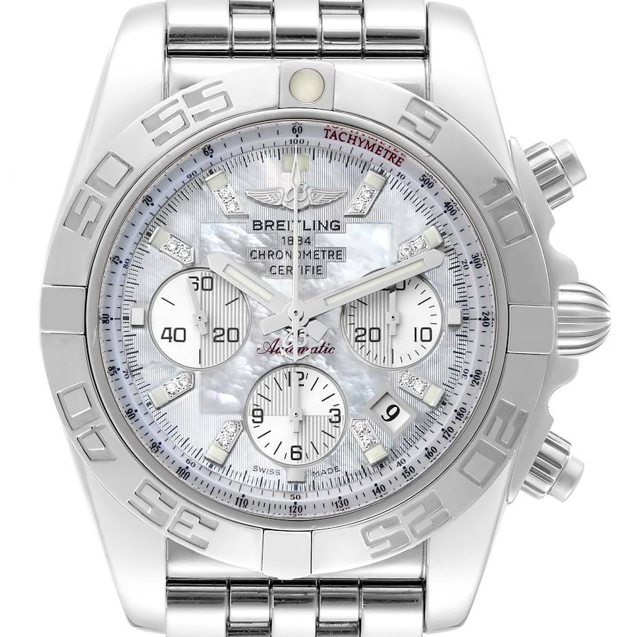 Breitling Chronomat 01 MOP Diamond Dial Steel Mens Watch AB0110 Papers SwissWatchExpo