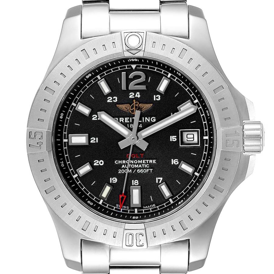 Breitling Colt Black Dial Automatic Steel Mens Watch A17313 Box Card SwissWatchExpo