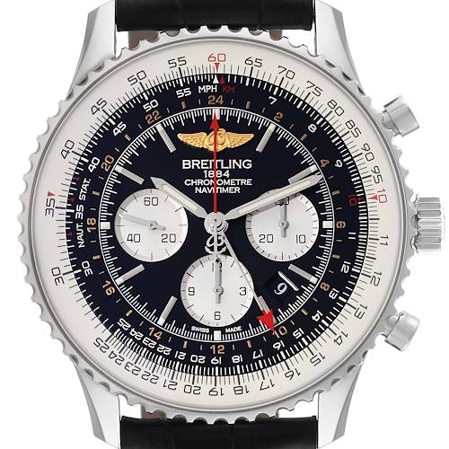 Photo of Breitling Navitimer GMT Black Dial Steel Mens Watch AB0441
