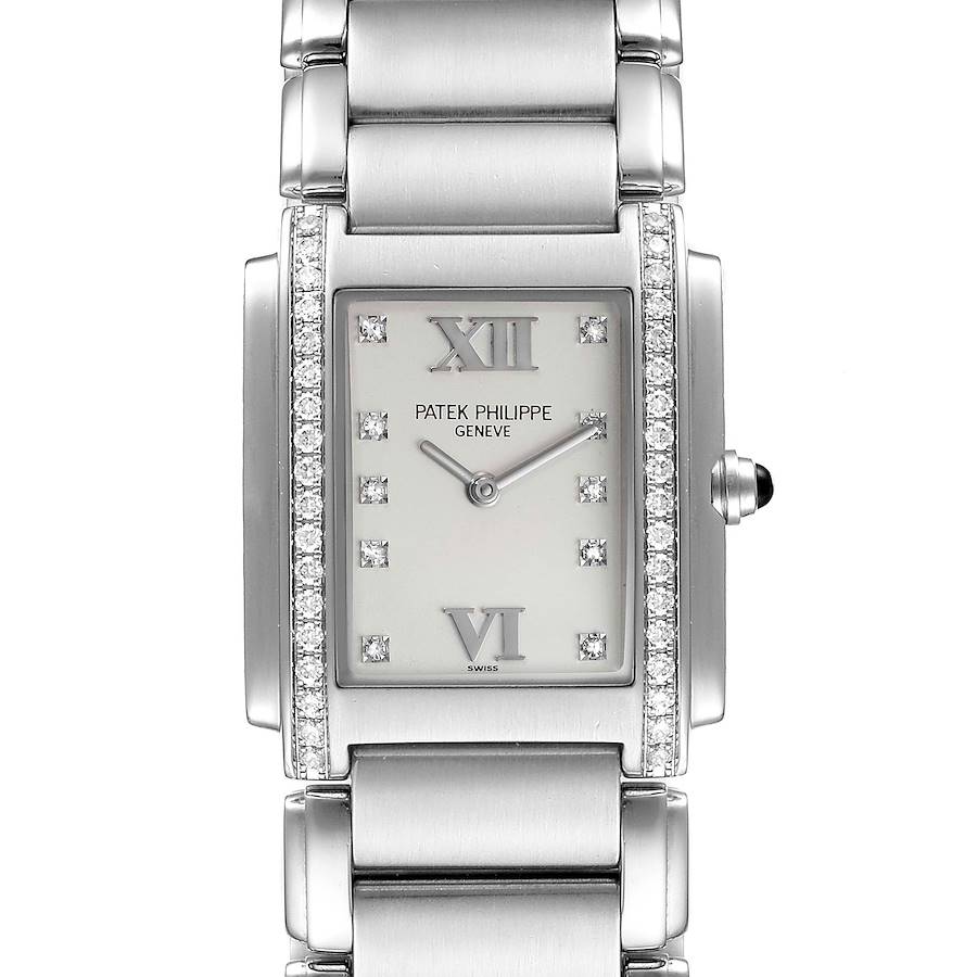 Patek Philippe Twenty-4 Stainless Steel Diamond Ladies Quartz Watch 4910 SwissWatchExpo