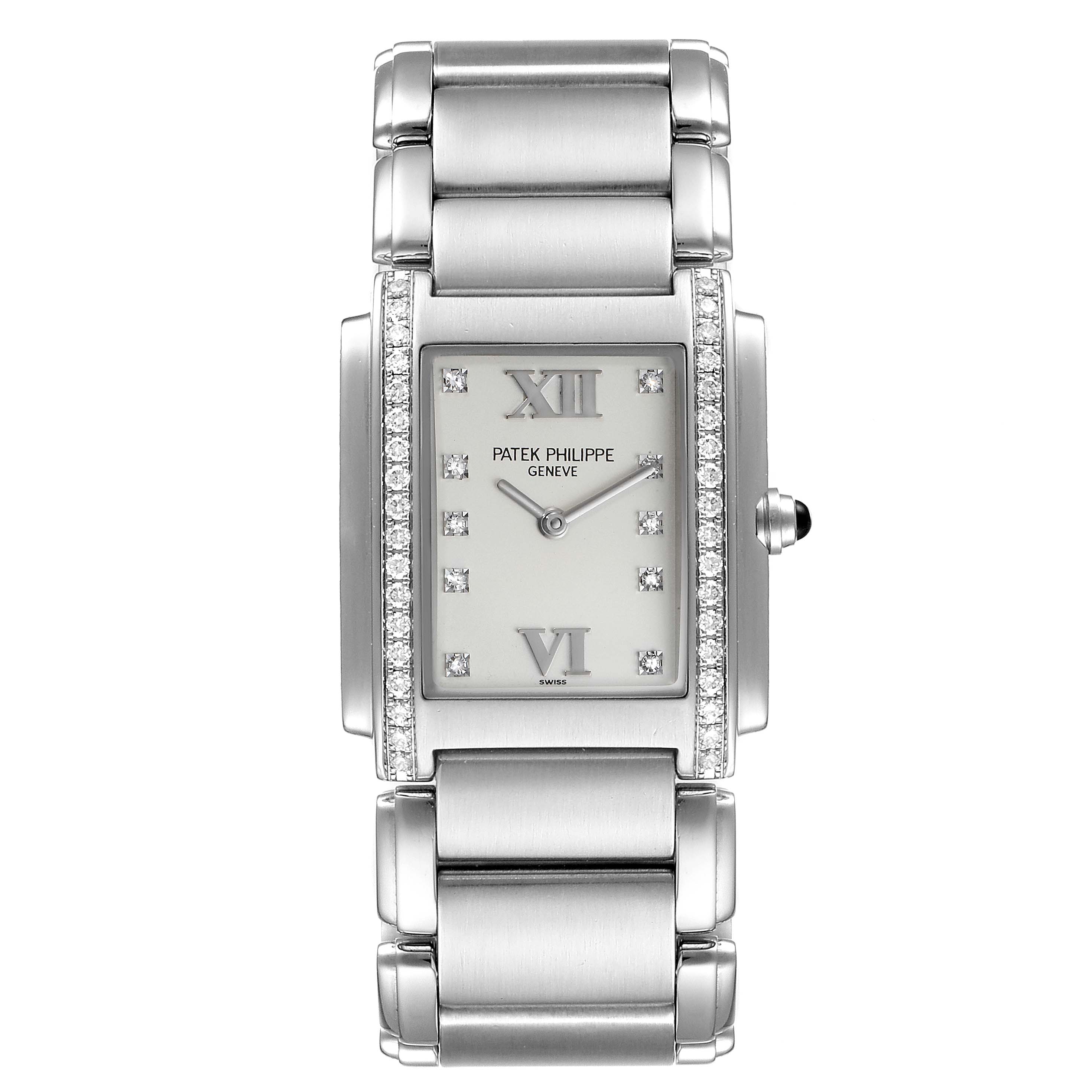 Patek Philippe Twenty-4 Stainless Steel Diamond Ladies Quartz Watch ...