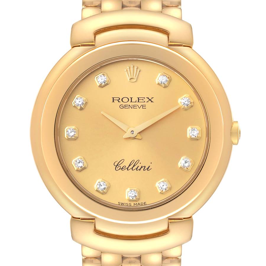Rolex Cellini Yellow Gold Champagne Diamond Dial Mens Watch 6622 SwissWatchExpo