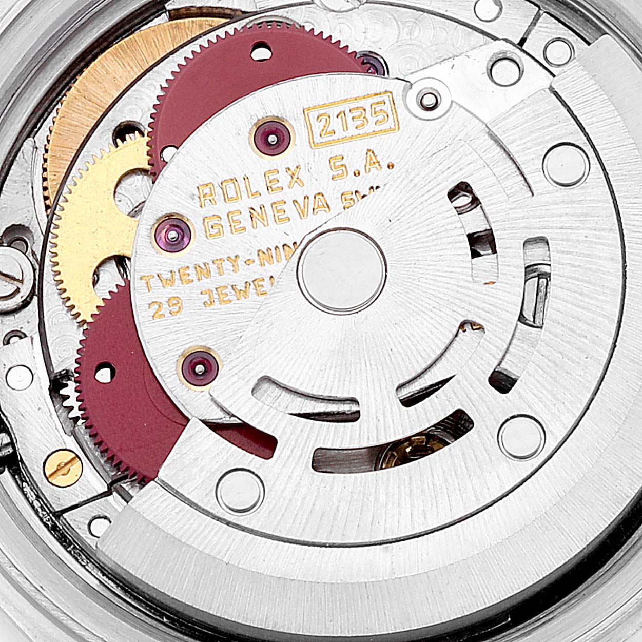 This image shows the detailed inner movement components of the Rolex Datejust 69173 Women's Steel and Gold (two tone) Black Dial 69173 Women's Steel and Gold (two tone) Black Dial watch.