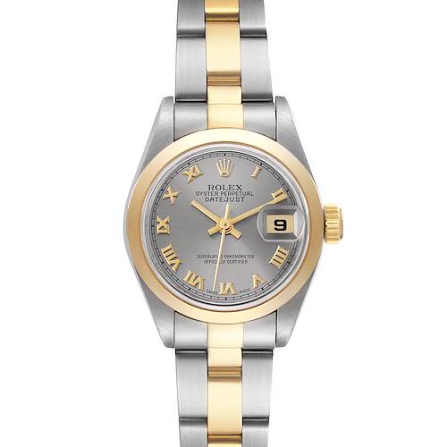 Photo of Rolex Datejust Steel Yellow Gold Smooth Bezel Slate Dial Ladies Watch 79163