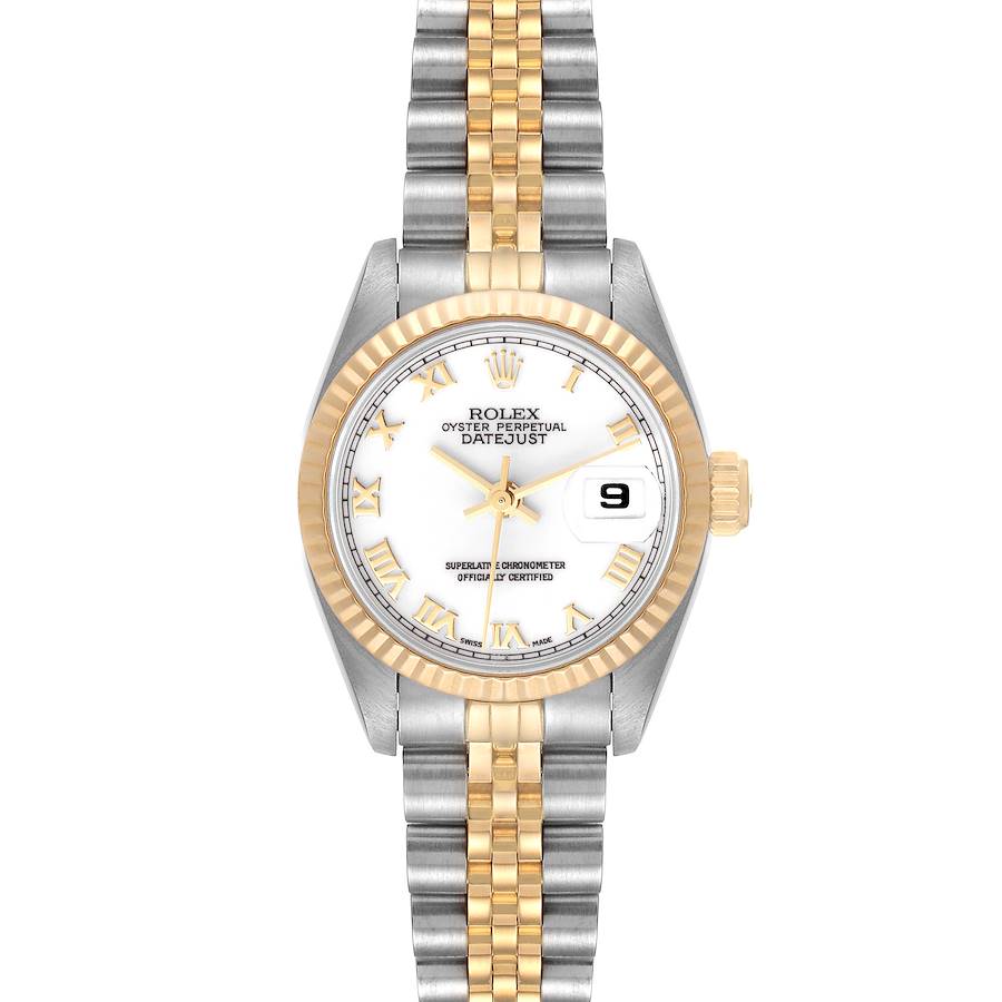 Rolex Datejust Steel Yellow Gold White Roman Dial Ladies Watch 69173 Papers SwissWatchExpo