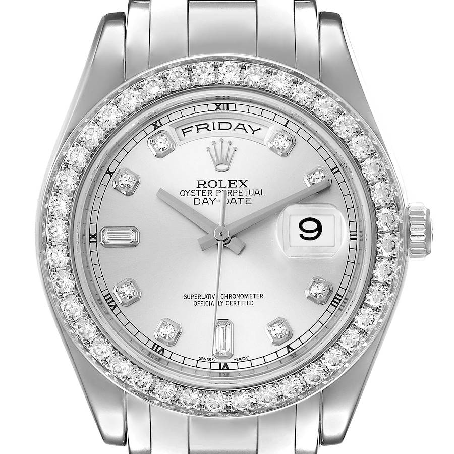 Rolex Day-Date Masterpiece Special Edition Platinum Diamond Mens Watch 18946 SwissWatchExpo