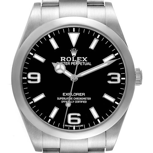 Photo of Rolex Explorer I 39mm Luminous Numerals Steel Mens Watch 214270 Box Card
