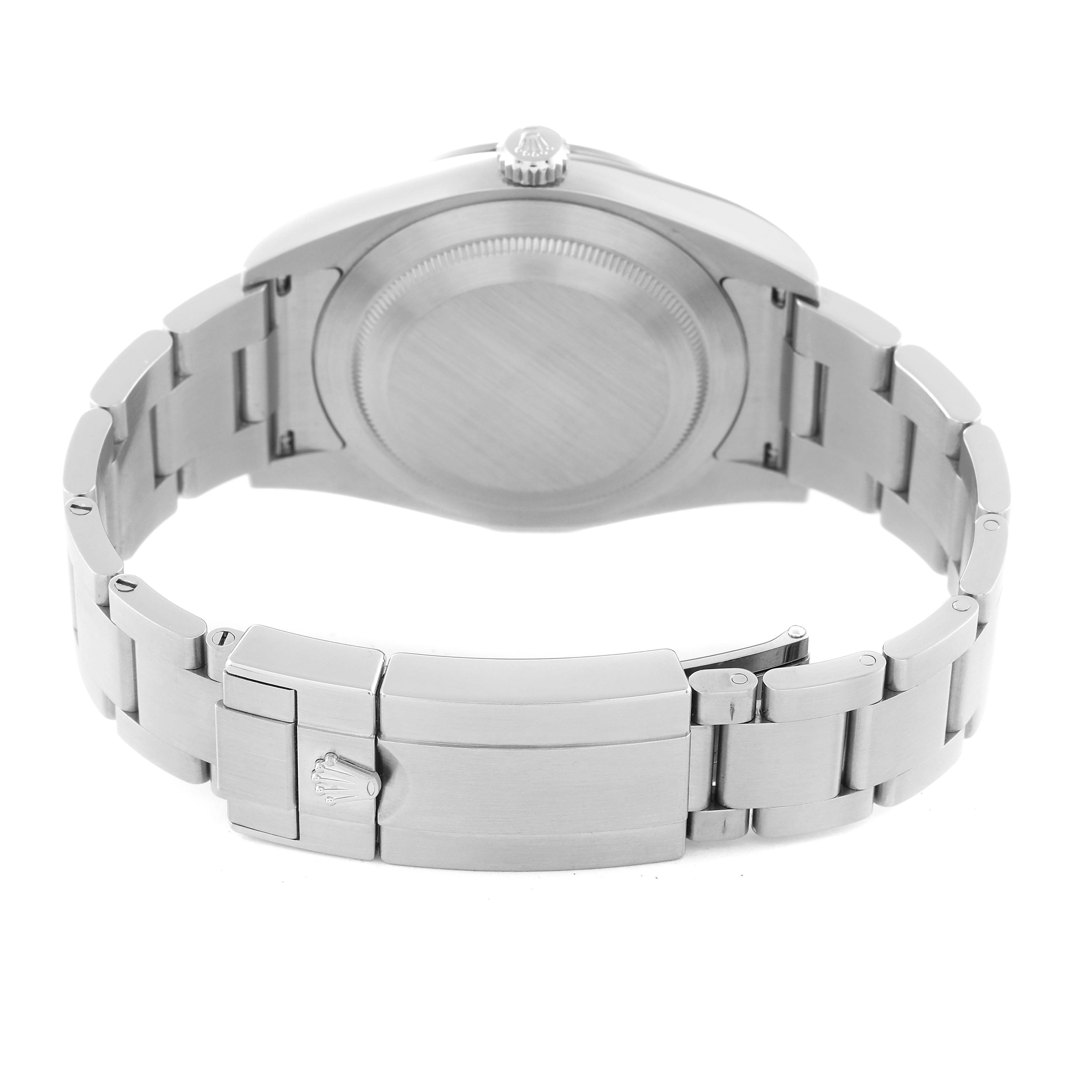 The image shows the back case and bracelet clasp of a Rolex Explorer 214270 Men's Stainless Steel Black Dial 214270 Men's Stainless Steel Black Dial model watch from a rear angle.