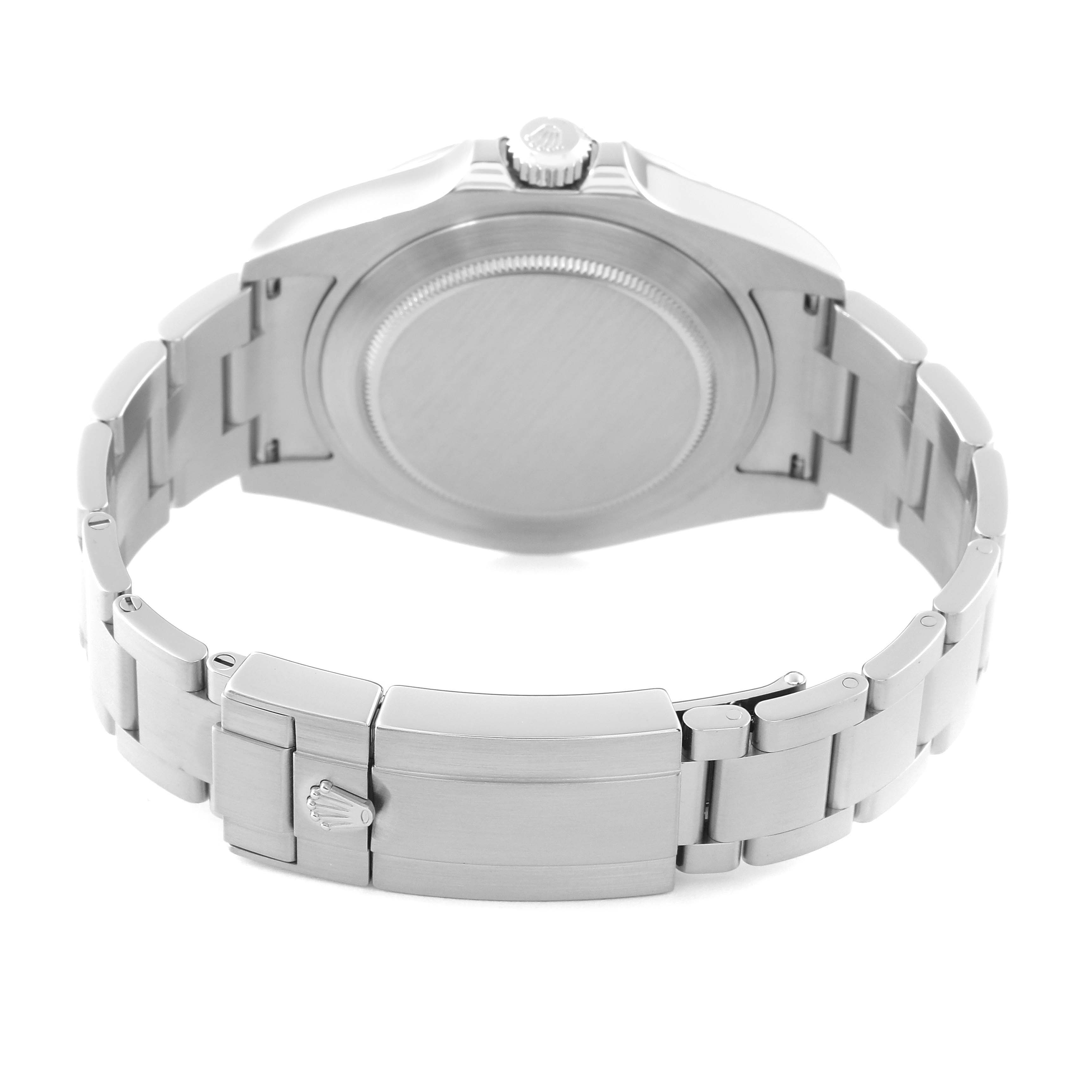The image shows the back and bracelet clasp of a Rolex Explorer 216570 Men
s Stainless Steel White Dial 216570 Men
s Stainless Steel White Dial watch from a rear angle.