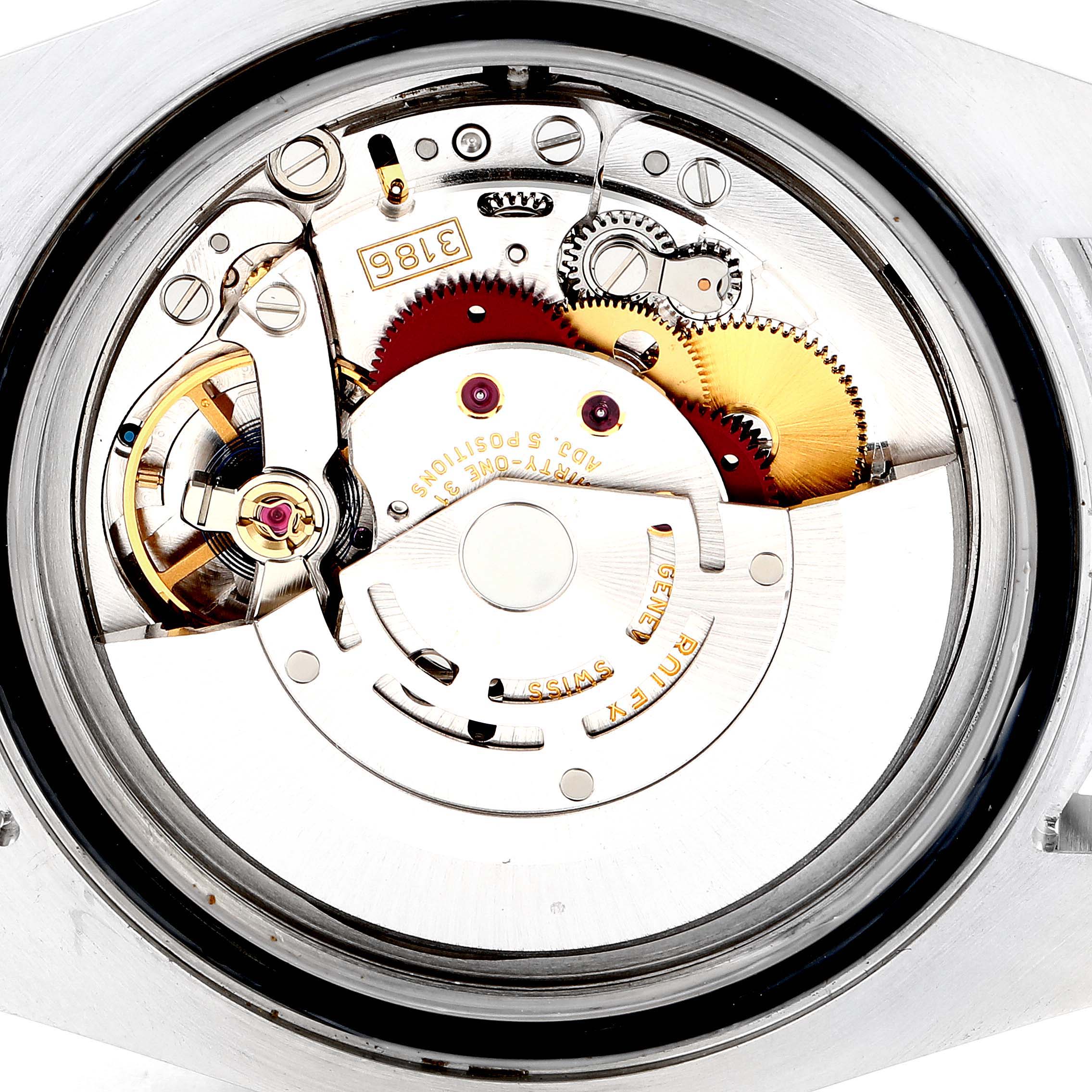 The image shows the internal mechanical movement parts of the Rolex GMT-Master 116710 Men
s Stainless Steel Black Dial 116710 Men
s Stainless Steel Black Dial watch from a back case angle.