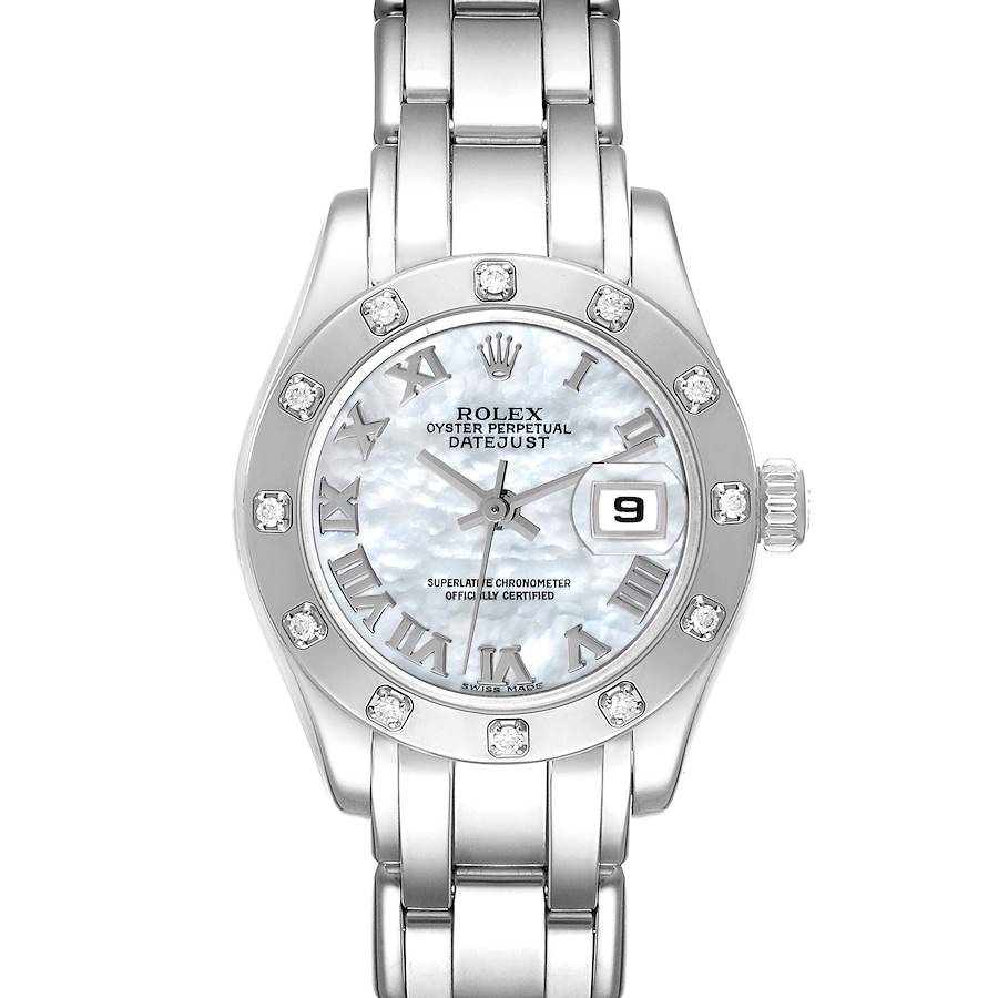 Rolex Masterpiece Pearlmaster White Gold Mother of Pearl Dial Diamond Ladies Watch 80319 SwissWatchExpo