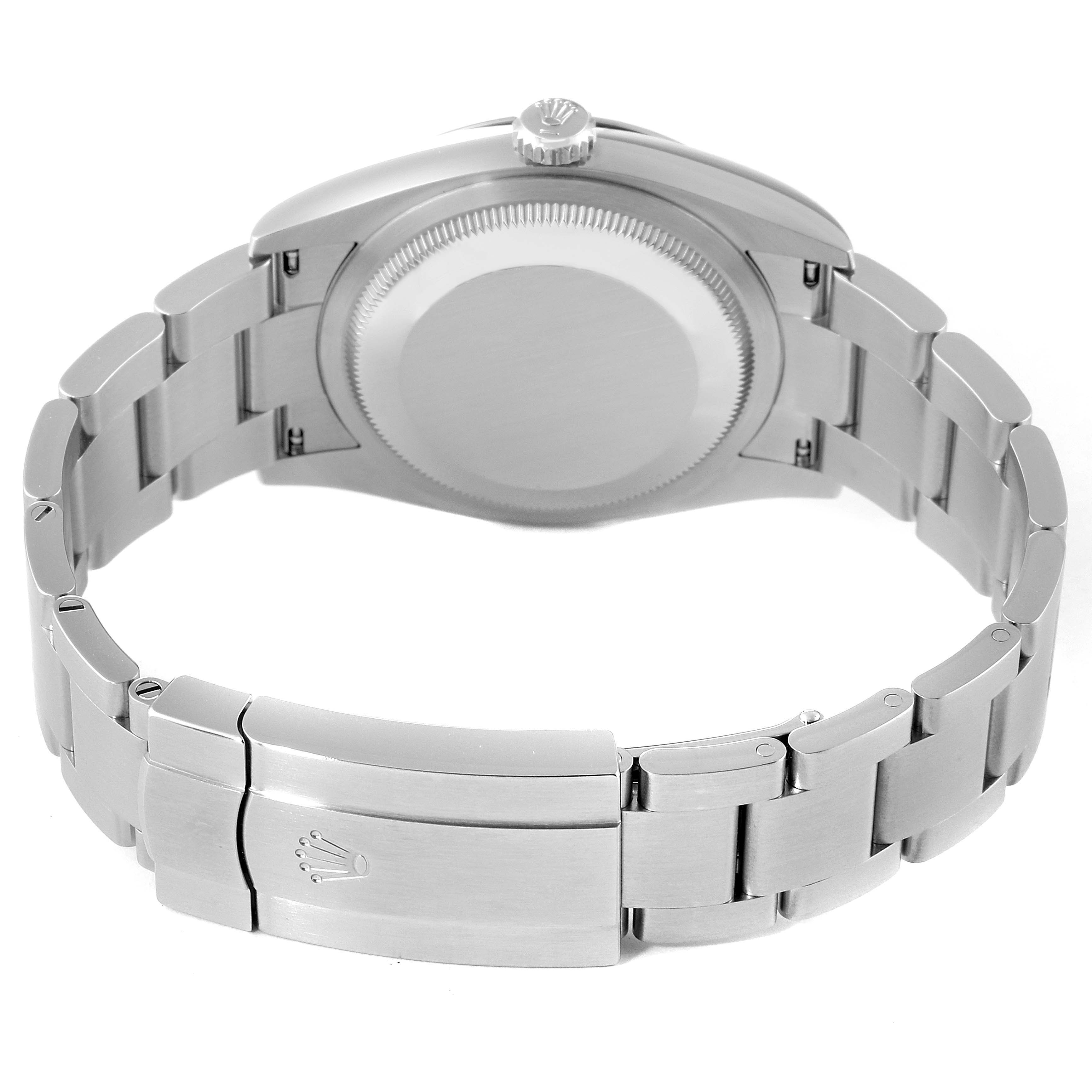 The image shows the back and clasp of a Rolex Oyster Perpetual 126000 Men's Stainless Steel Silver Dial 126000 Men's Stainless Steel Silver Dial watch, focusing on the band and case back.