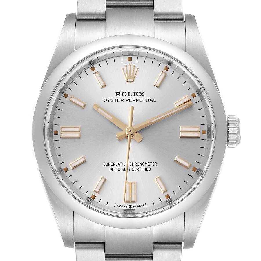 Rolex Oyster Perpetual Silver Dial Steel Mens Watch 126000 Unworn SwissWatchExpo