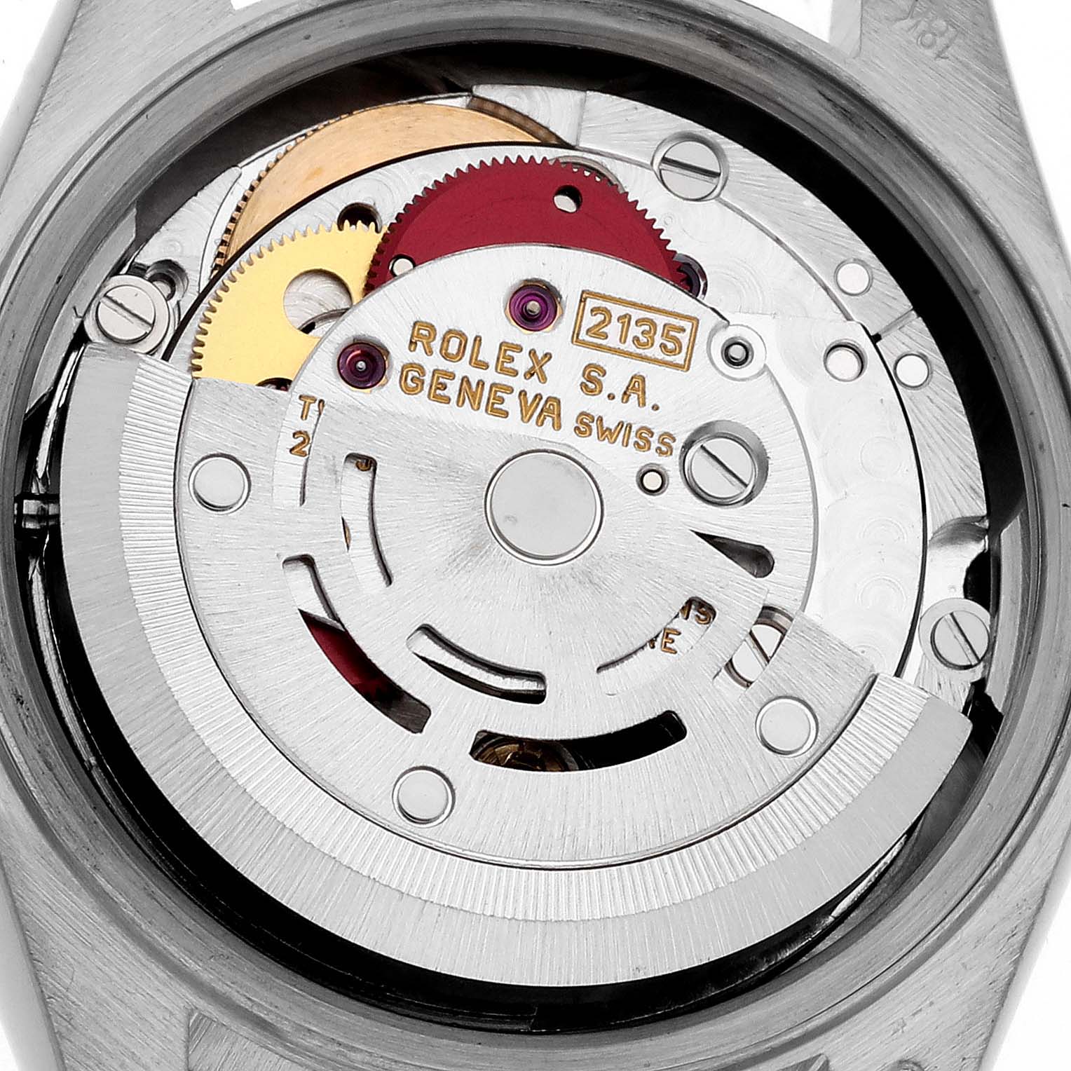 The image shows the internal movement mechanism of a Rolex President 69179G Women's White Gold Blue Dial 69179G Women's White Gold Blue Dial model watch.