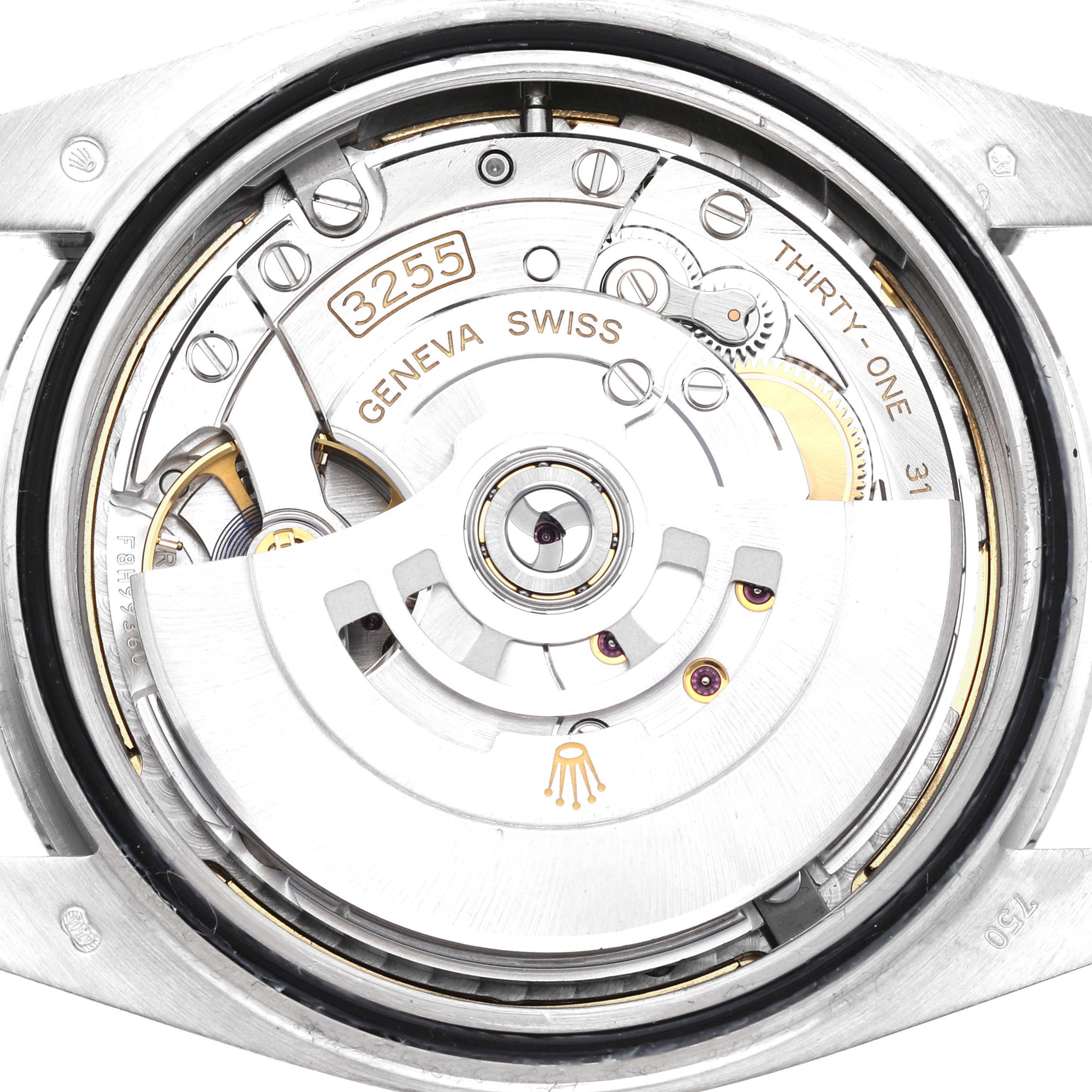 This image shows the inner mechanical movement of the Rolex President 61522 Men's White Gold Green Dial 61522 Men's White Gold Green Dial model watch.