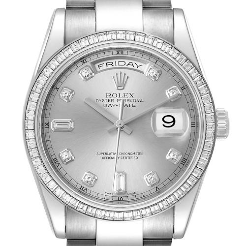 Photo of Rolex President Day-Date White Gold Diamond Dial Bezel Watch 118399
