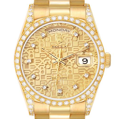 Photo of Rolex President Day-Date Yellow Gold Anniversary Dial Diamond Mens Watch 18388