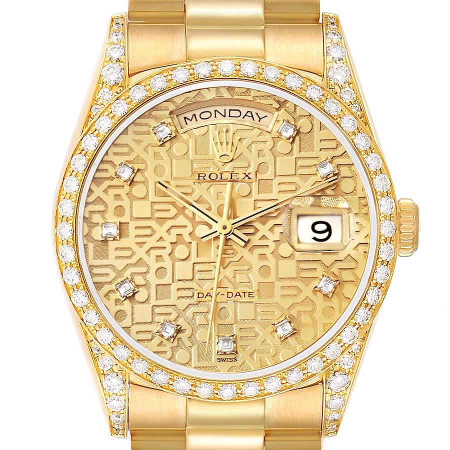 Rolex President Day-Date Yellow Gold Anniversary Dial Diamond Mens Watch 18388 SwissWatchExpo