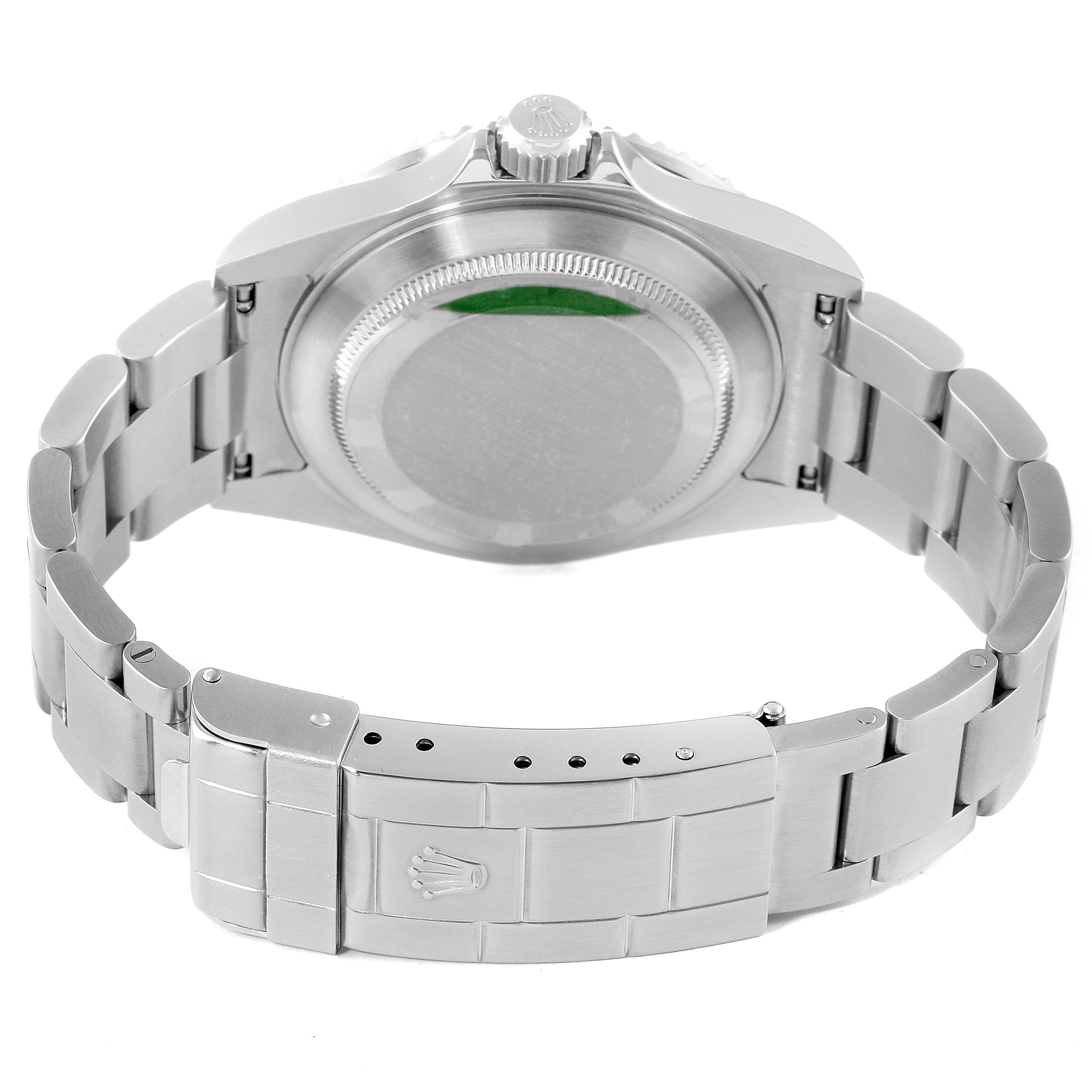 This image shows the back view, including the bracelet and clasp, of a Rolex Submariner 16610 Men
s Stainless Steel Black Dial 16610 Men
s Stainless Steel Black Dial watch.