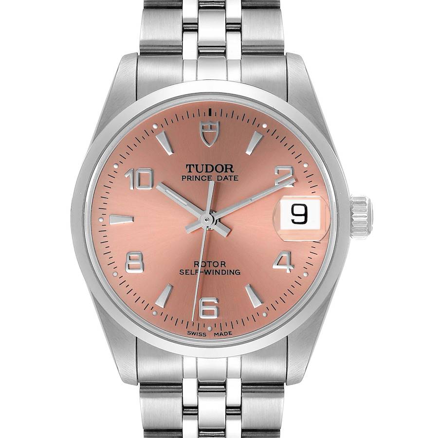 Tudor Prince Date Midsize Salmon Dial Steel Mens Watch 72000 SwissWatchExpo